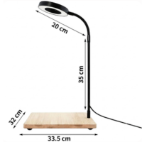 10W USB Powered LED Grow Lamp with Real Wood Base - Fully Adjustable Gooseneck Desktop Light for Succulents and Eco-Bottles