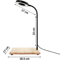 10W USB Powered LED Grow Lamp with Real Wood Base - Fully Adjustable Gooseneck Desktop Light for Succulents and Eco-Bottles