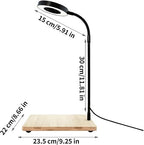 10W USB Powered LED Grow Lamp with Real Wood Base - Fully Adjustable Gooseneck Desktop Light for Succulents and Eco-Bottles