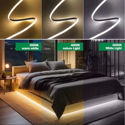Motion Activated COB LED Under Cabinet / Under Bed LED Strip Light, Plug-in Human Body Induction Ambient Lighting for Renters & Old Houses, No Wiring Required